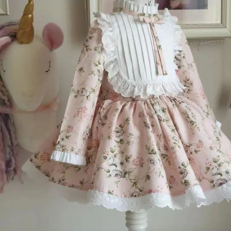 Photography Vintage Style - 0-12Y 女の赤ちゃん秋ピンクローズトルコヴィンテージピンクドレス誕生日イースターイードホリデーカジュアル写真撮影 C70