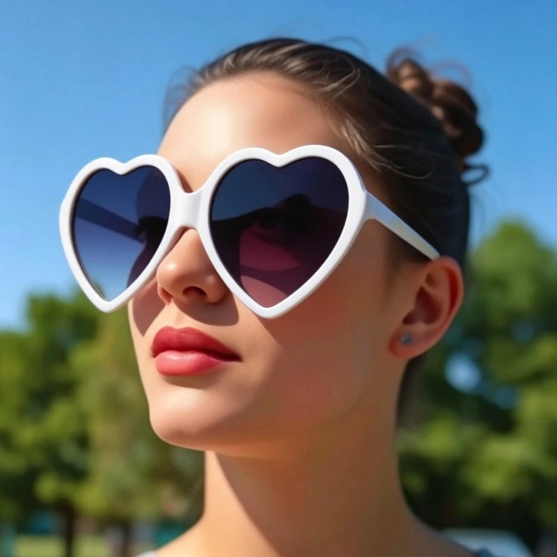 Photography Outdoor - 新作ファッショナブルな女性用大型フレームハート型サングラス、アウトドアレジャー写真撮影用UVカットアイウェア