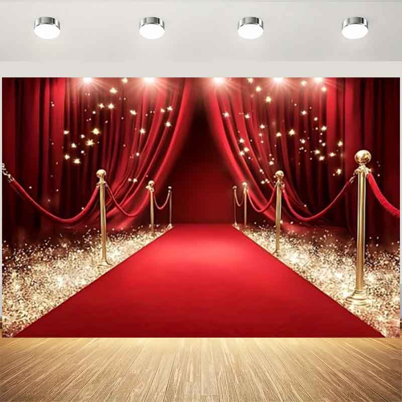 Photography Oscar - レッドカーペットをテーマにした背景バナー。映画のプレミア上映会やオスカー賞のパーティーの装飾、スタジオでの写真撮影用の背景、写真ブースの小道具として最適。