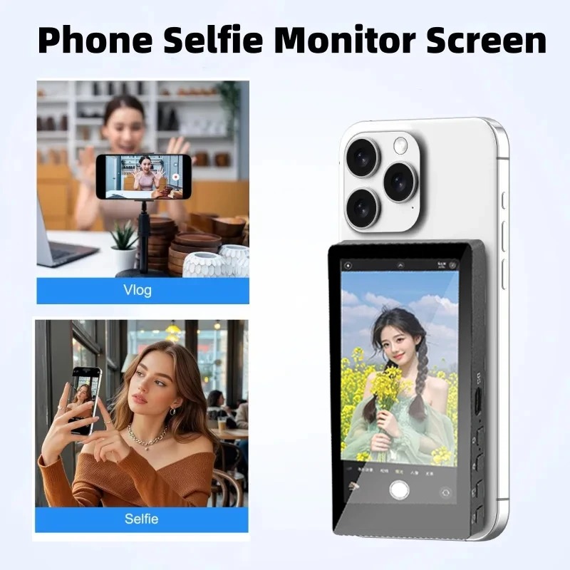 Photography Outdoor - ワイヤレスモニター リアカメラスクリーン スマートフォン用セルフィーマグネティックスクリーン Vlogライブストリーム ビデオ録画 アウトドアセルフィーツール