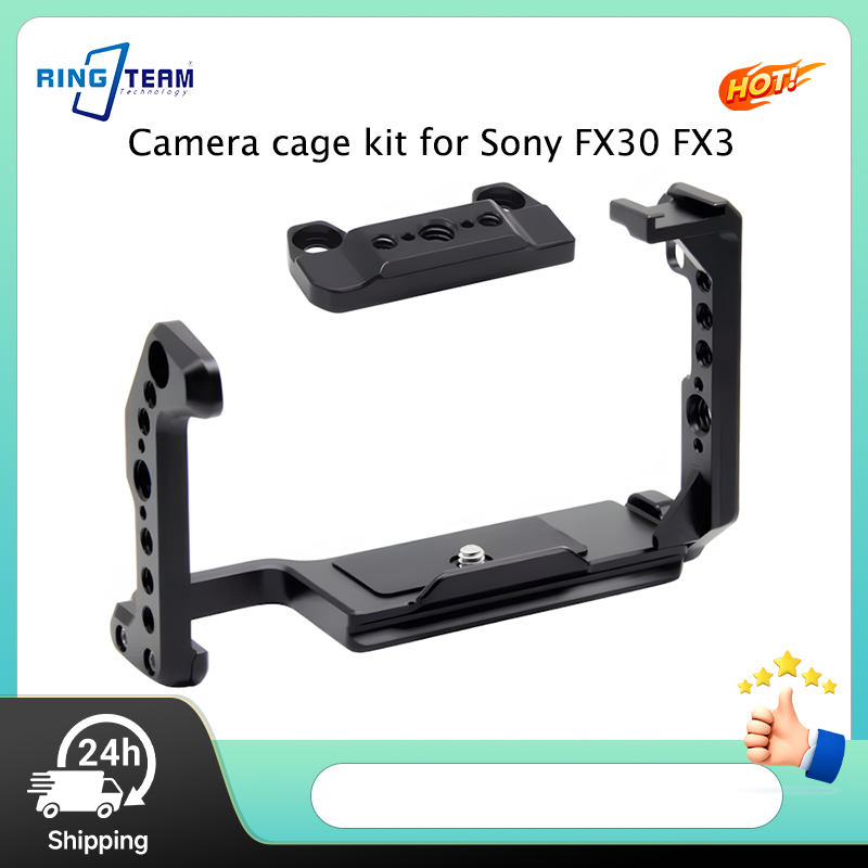 Camera Cage Rig - Sony FX30 FX3用カメラケージ DJI RSジンバル用拡張ポート付き航空グレードアルミニウム合金製リグ 映画制作、Vlog撮影用