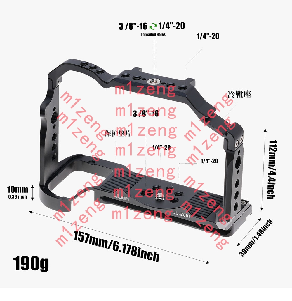 Camera Cage Rig - ニコンZ6IIIカメラ三脚、DJI RSC2、RS3、RS4用合金クイックリリース式ラビットケージリグハンドルフィルムアームサポートブラケット